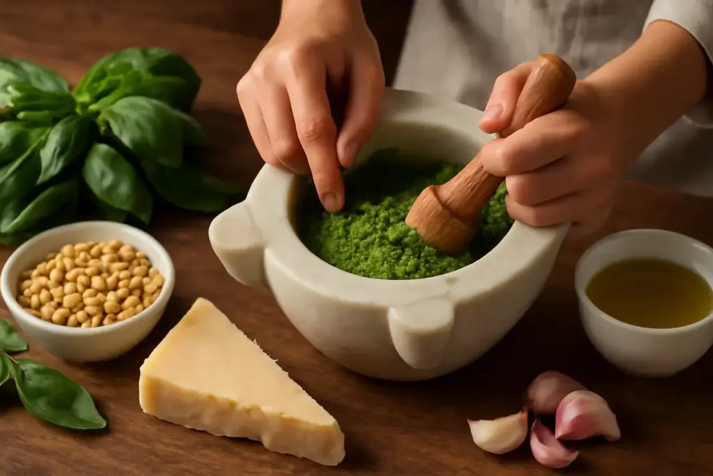 Come ottenere un vero pesto genovese cremoso? L’attrezzo tradizionale che fa la magia