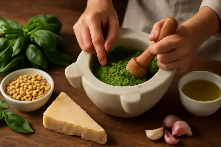 Come ottenere un vero pesto genovese cremoso? L’attrezzo tradizionale che fa la magia